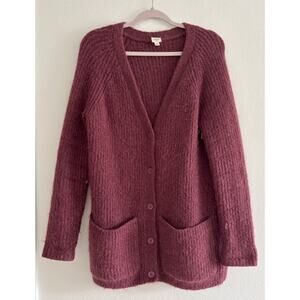 Wilfred Maroon Longline Button Front Mohair Wool Blend Cardigan XS